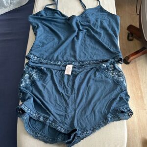 Victoria Secret Lace Trim Sleepwear Set in Blue